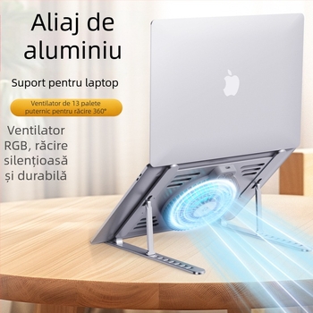 hz44 Suport pliabil pentru laptop cu ventilator, plasă metalică, pentru notebook, 1 ventilator