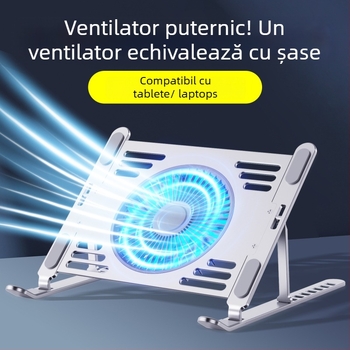 hz44 Suport pliabil pentru laptop cu ventilator, plasă metalică, pentru notebook, 1 ventilator