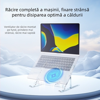 hz44 Suport pliabil pentru laptop cu ventilator, plasă metalică, pentru notebook, 1 ventilator