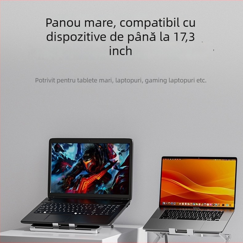 Suport de răcire pentru laptop H12, aliaj de aluminiu, orificii de ventilație, design stabil, greutate 610 g ± 10 g.