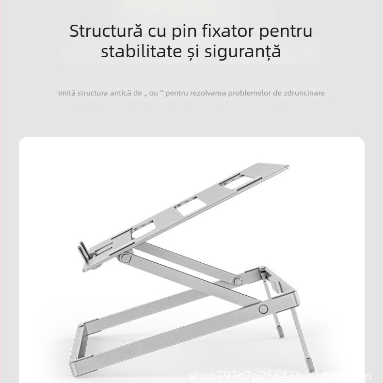 Suport de răcire pentru laptop H12, aliaj de aluminiu, orificii de ventilație, design stabil, greutate 610 g ± 10 g.