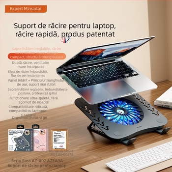 Bază de răcire pentru laptop cu 1 ventilator, răcire cu aer, carcasă din plastic, cablu de 0,8 m, greutate 600 g