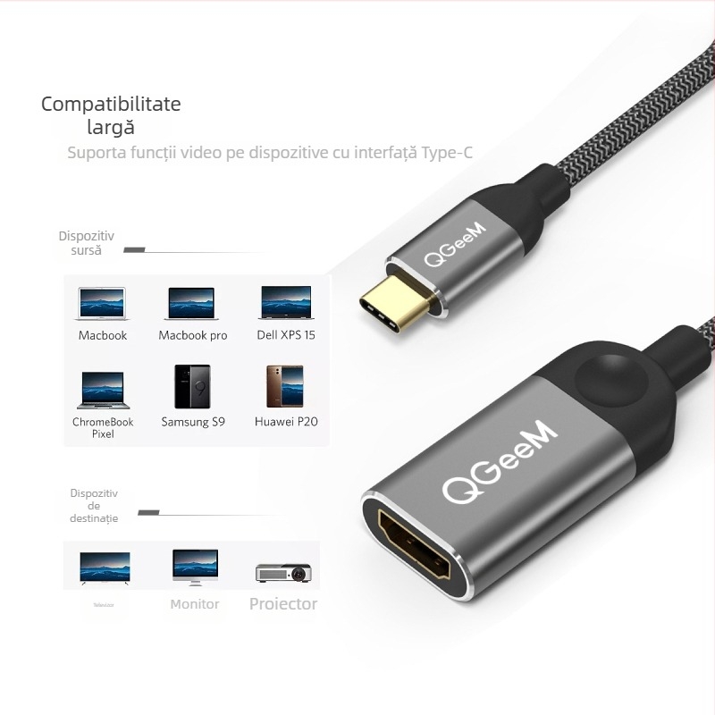 Adaptor Type-C la HDMI pentru video, 4K30Hz, model QG-UA01