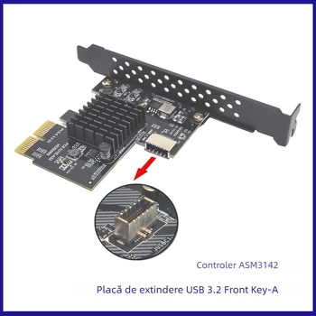 Card adaptor cu cip ASMedia ASM3142, model PCE1U1E-A31, viteză transfer 1000 MB/s, interfață: altă