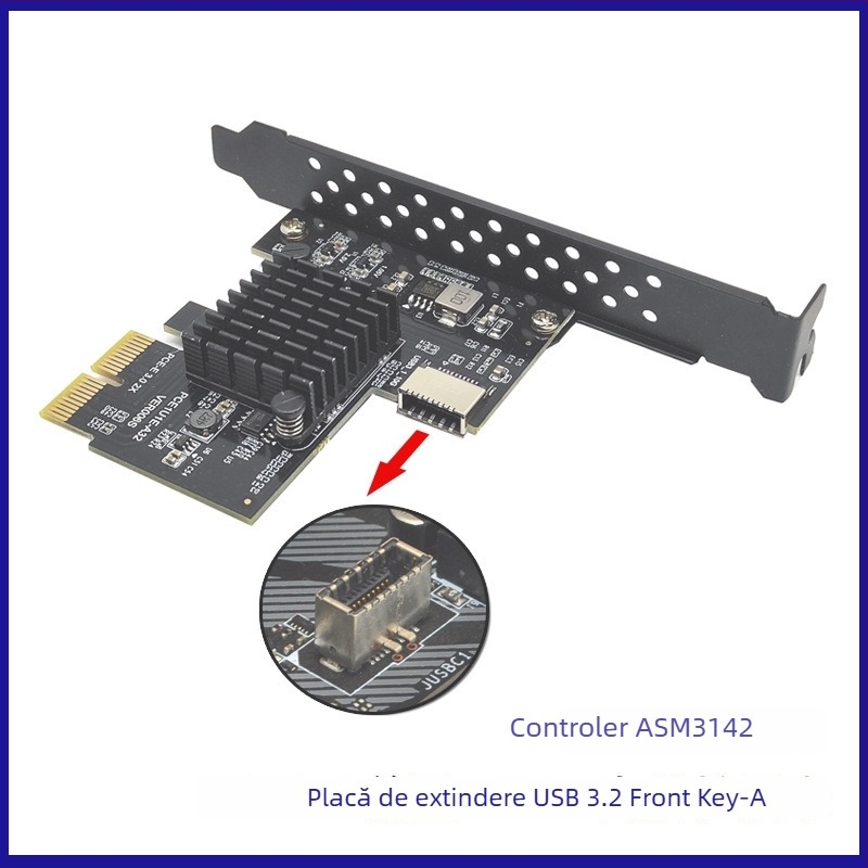 Card adaptor cu cip ASMedia ASM3142, model PCE1U1E-A31, viteză transfer 1000 MB/s, interfață: altă
