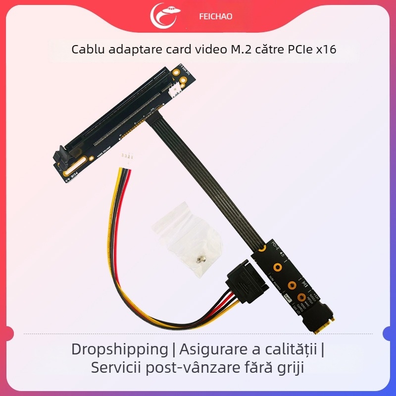 Cablu adaptor M.2 NVMe Gen4 către PCIe 4.0 x4, miez de fir placat cu argint, conector unic