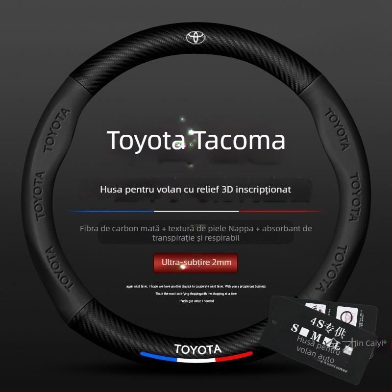 Husă de volan din piele naturală Sulemei, stil sport, pentru Toyota Tundra 2007–2022, instalare dedicată auto