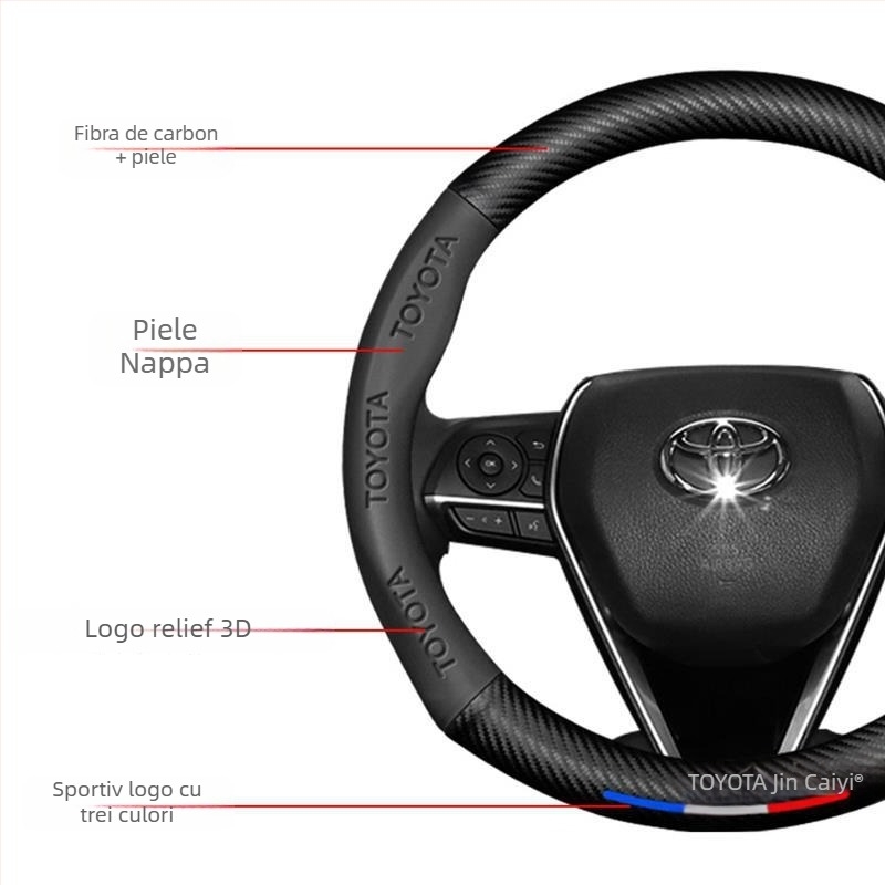 Husă de volan din piele naturală Sulemei, stil sport, pentru Toyota Tundra 2007–2022, instalare dedicată auto