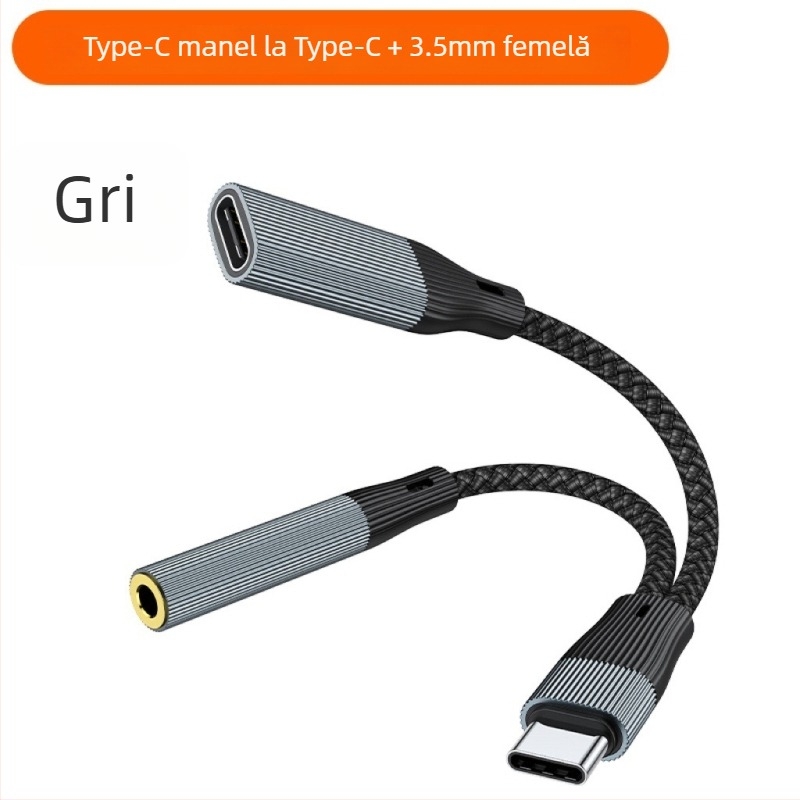 Adaptor Type-C OTG cu două porturi, încărcare și convertor USB 2-in-1, model 002, compatibilitate generală