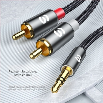 Adaptor audio 3.5mm la RCA dual, conectori aurii placate; miez de cablu din aliaj de aluminiu; ROHS; model EYPZJ-MY