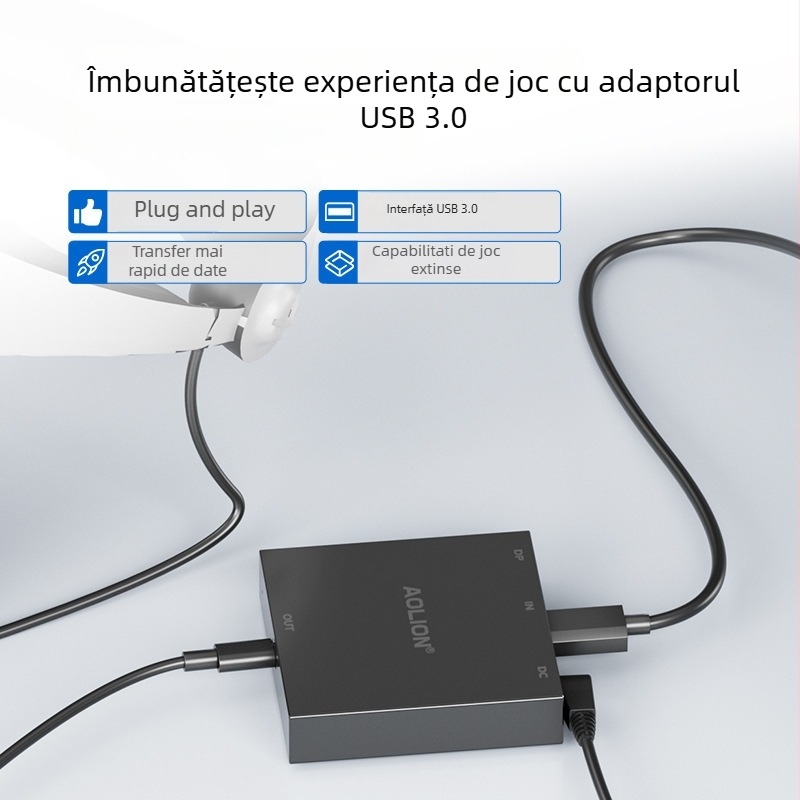 Set adaptor PC PS VR2 pentru convertor PC, Interfață HDMI/DP, Conexiune USB-C, Include cablu video DP, cablu USB și sursă de alimentare 5V