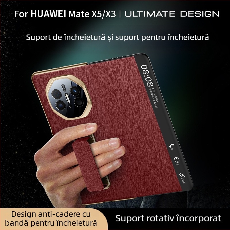 Husă Huawei Mate X5 Flip-Top, din piele artificială, electroplating, stil de afaceri