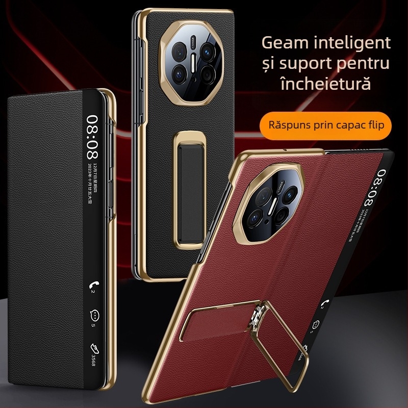 Husă Huawei Mate X5 Flip-Top, din piele artificială, electroplating, stil de afaceri