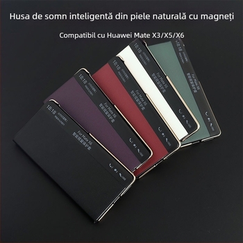Huawei MateX6 husă de protecție cu protecție completă a camerei, din piele naturală, finisaj electrogalvanic, rezistentă la șocuri și la căderi, disipare a căldurii