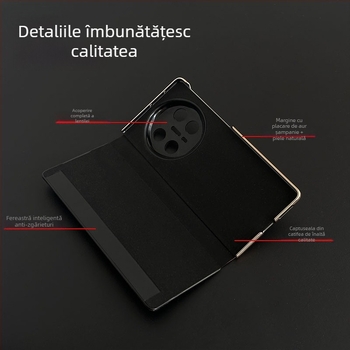 Huawei MateX6 husă de protecție cu protecție completă a camerei, din piele naturală, finisaj electrogalvanic, rezistentă la șocuri și la căderi, disipare a căldurii