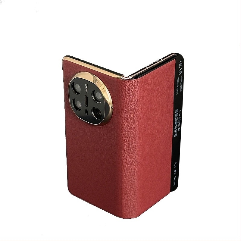 Huawei MateX6 husă de protecție cu protecție completă a camerei, din piele naturală, finisaj electrogalvanic, rezistentă la șocuri și la căderi, disipare a căldurii