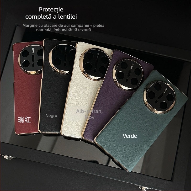 Huawei MateX6 husă de protecție cu protecție completă a camerei, din piele naturală, finisaj electrogalvanic, rezistentă la șocuri și la căderi, disipare a căldurii
