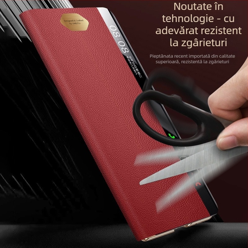 Husă din piele pentru Huawei MateXT cu fereastră inteligentă, acoperire totală pentru ecranul pliabil, protecție la cădere, piele autentică, suport pentru personalizare