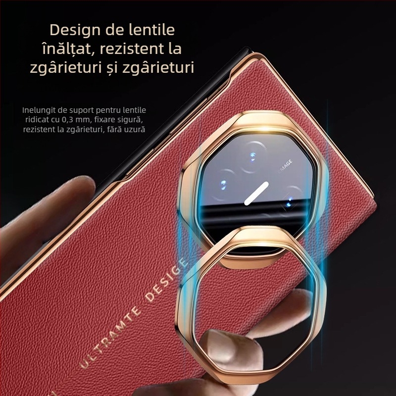 Husă din piele pentru Huawei MateXT cu fereastră inteligentă, acoperire totală pentru ecranul pliabil, protecție la cădere, piele autentică, suport pentru personalizare
