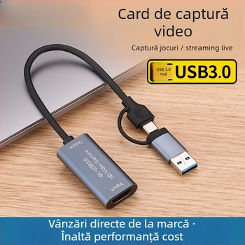 Card de captură video HDMI către Type-C, USB 3.0, 4K, pentru PC, telefon mobil și tabletă