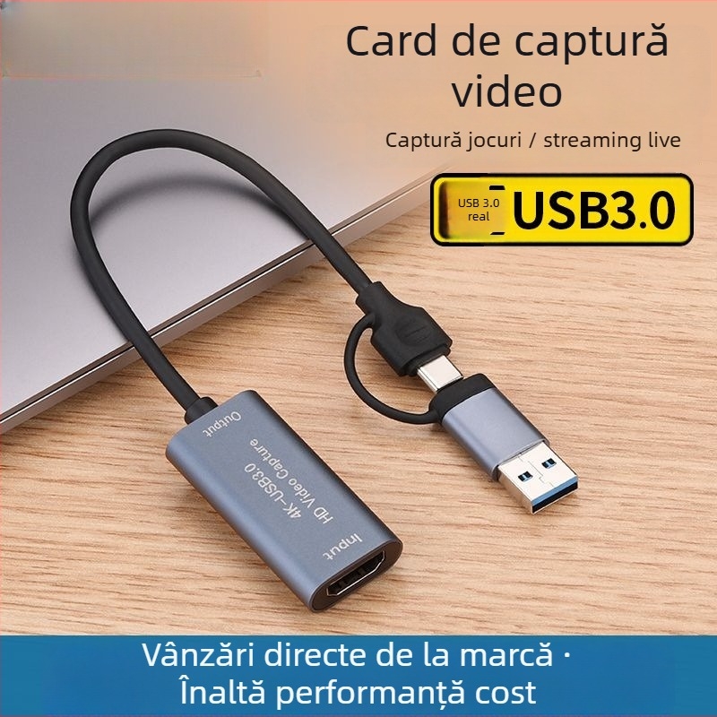 Card de captură video HDMI către Type-C, USB 3.0, 4K, pentru PC, telefon mobil și tabletă