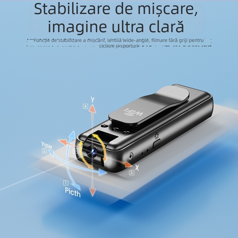 Cameră HD montată pe piept, fără fir, cu vedere nocturnă, 640x480 la 30fps, microfon încorporat