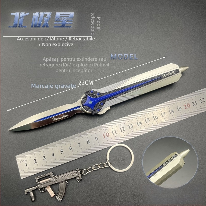 Model de armă din aliaj cu cuțit Polaris telescopic – model static, pentru 14+ ani