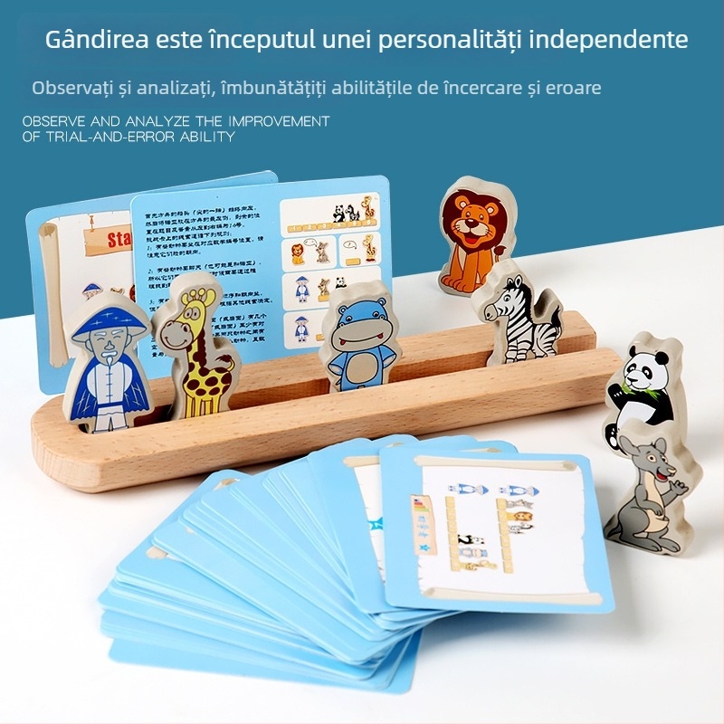 Blocuri din lemn Arca lui Noe pentru copii 0–3 ani, dezvoltare cognitivă