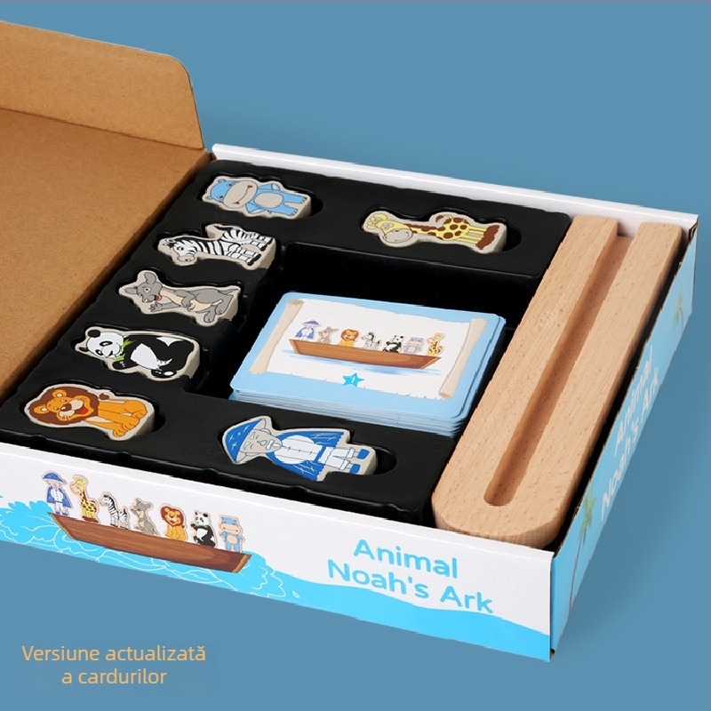Blocuri din lemn Arca lui Noe pentru copii 0–3 ani, dezvoltare cognitivă