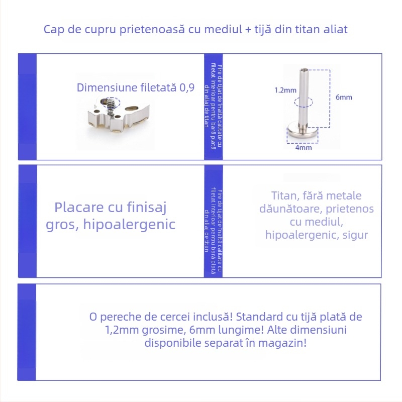 Bijuterie pentru perforare urechi din aliaj de titan G23, formă inimă cu pandantiv stea cu patru vârfuri, filet interior, placare aurie