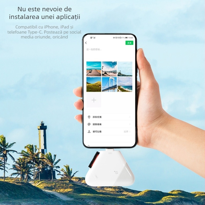 Cititor magnetic de carduri trei în unu pentru Apple Type-C, calculatoare USB și tablete Android, carduri SD/TF (OTG) – Model C23, USB 2.0, montaj extern