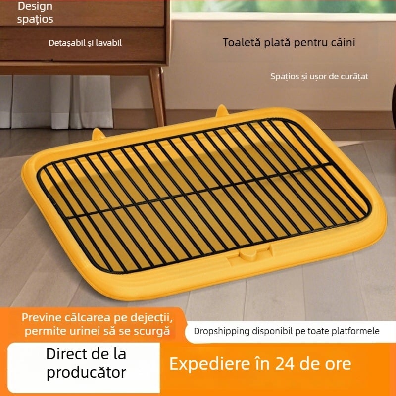 Toaletă pentru câini de dimensiuni mari, medii și mici — zonă dedicată urinării și defecației, tavă ușor de curățat