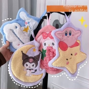 Prosop de mână cu desen cu cățelușul Kulomi cu urechi lungi, brodat pe velur coral, greutate 30-50 g, 150D