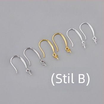 Accesorii pentru urechi din argint S925 cu perlă – piese pentru cercei DIY lucrate manual