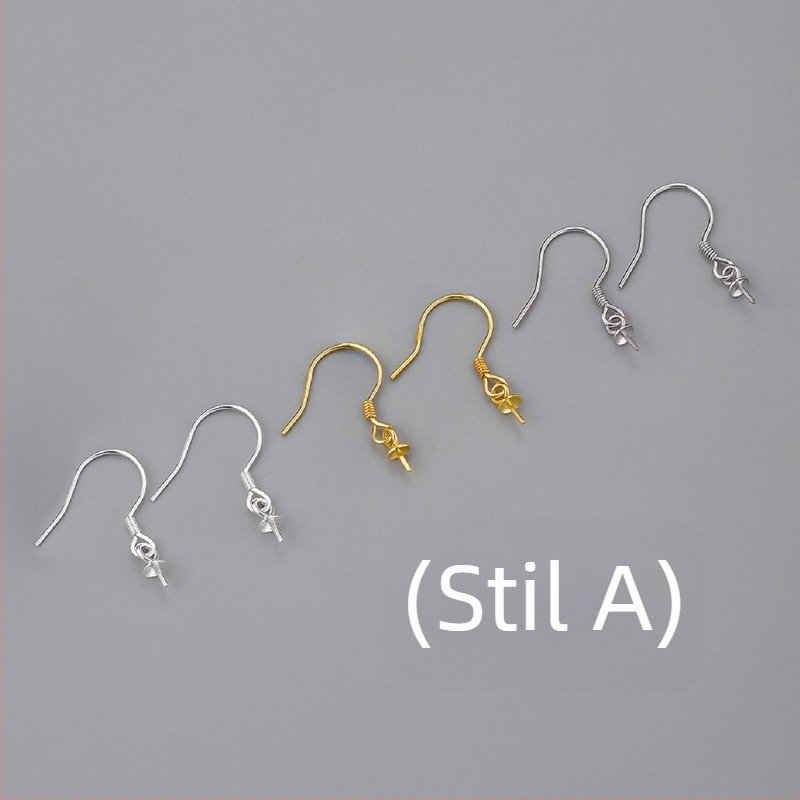 Accesorii pentru urechi din argint S925 cu perlă – piese pentru cercei DIY lucrate manual