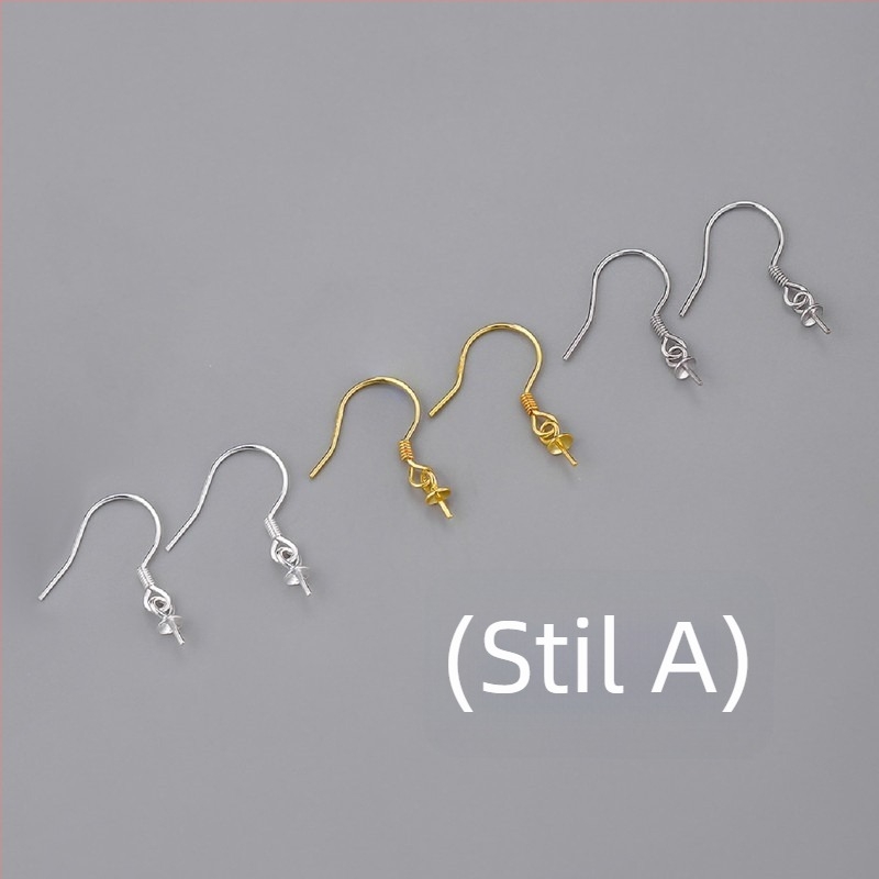 Accesorii pentru urechi din argint S925 cu perlă – piese pentru cercei DIY lucrate manual