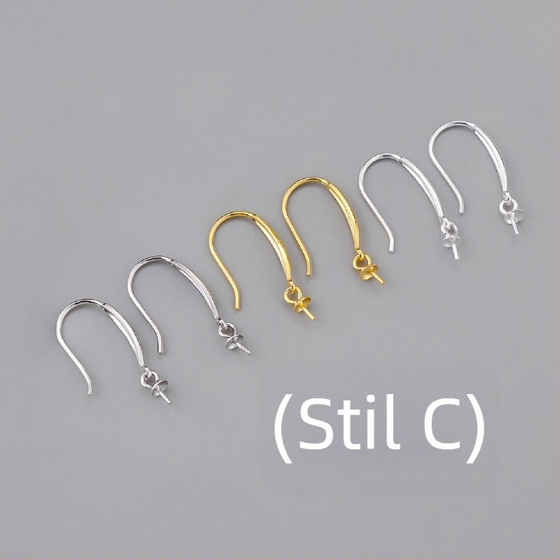 Accesorii pentru urechi din argint S925 cu perlă – piese pentru cercei DIY lucrate manual