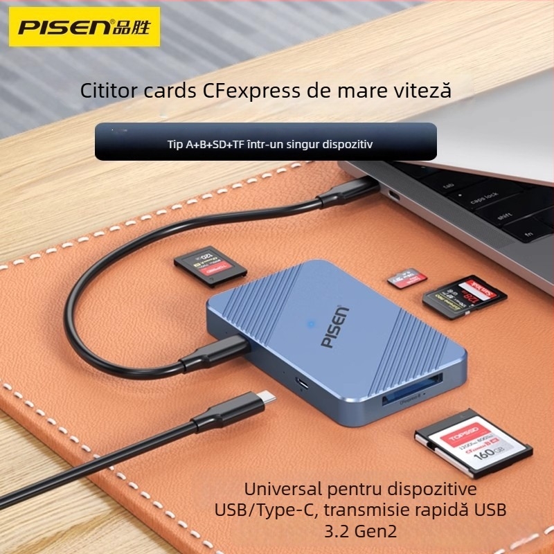 Cititor CFexpress NJ-HB21, USB 3.2, extern, aliaj de aluminiu, Windows/Linux/macOS/iOS/Android