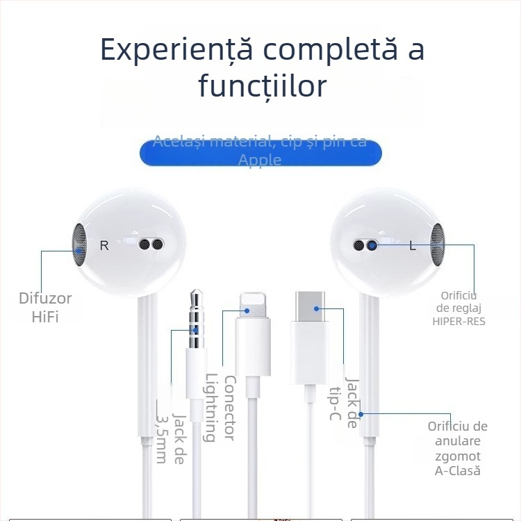 Bone Quality 008 Căști in-ear, cablu 1,2 m, compatibile iOS