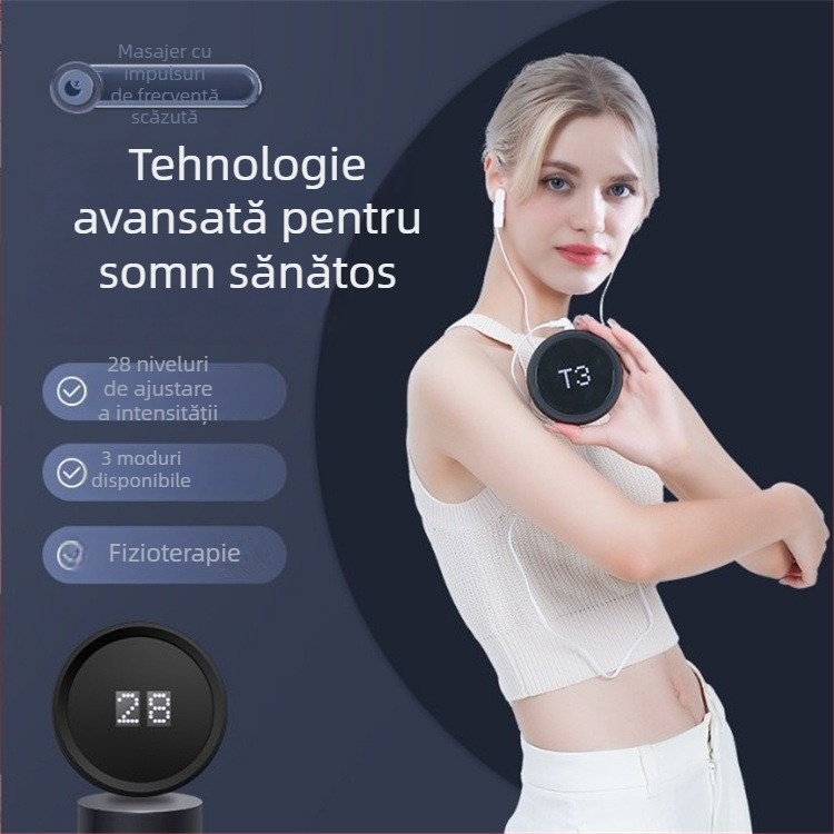 Masajer pentru somn cu clips pentru urechi, impulsuri micro-curent, baterie încorporată reîncărcabilă 500–800 mAh, LED, fizioterapie cu infraroșu și funcție de temporizare