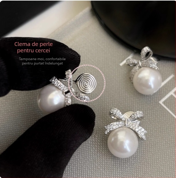 Cercei cu formă de funda din aliaj, placare electrolitică, știfturi din argint 925, stil lux lejer