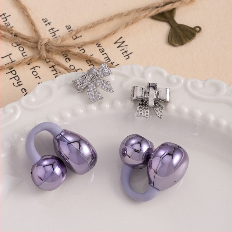 Clipuri pentru urechi în formă de fundă, din cupru, placare electroplatină, stil dulce și răcoros