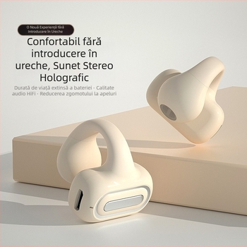Air7 Cască Bluetooth cu clips pentru urechi, baterie mare, mono, fără fir, pentru gaming, cu conducție osoasă