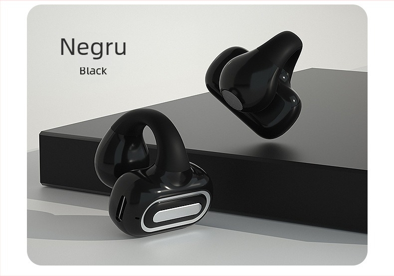 Air7 Cască Bluetooth cu clips pentru urechi, baterie mare, mono, fără fir, pentru gaming, cu conducție osoasă