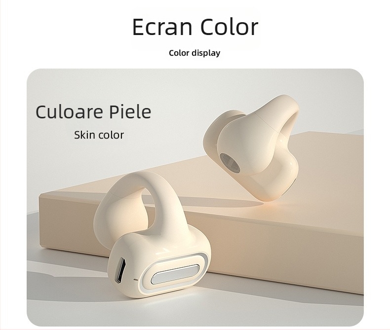 Air7 Cască Bluetooth cu clips pentru urechi, baterie mare, mono, fără fir, pentru gaming, cu conducție osoasă