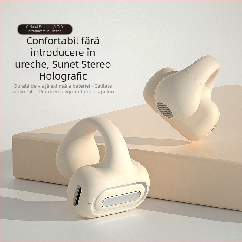Air7 Cască Bluetooth cu clips pentru urechi, baterie mare, mono, fără fir, pentru gaming, cu conducție osoasă