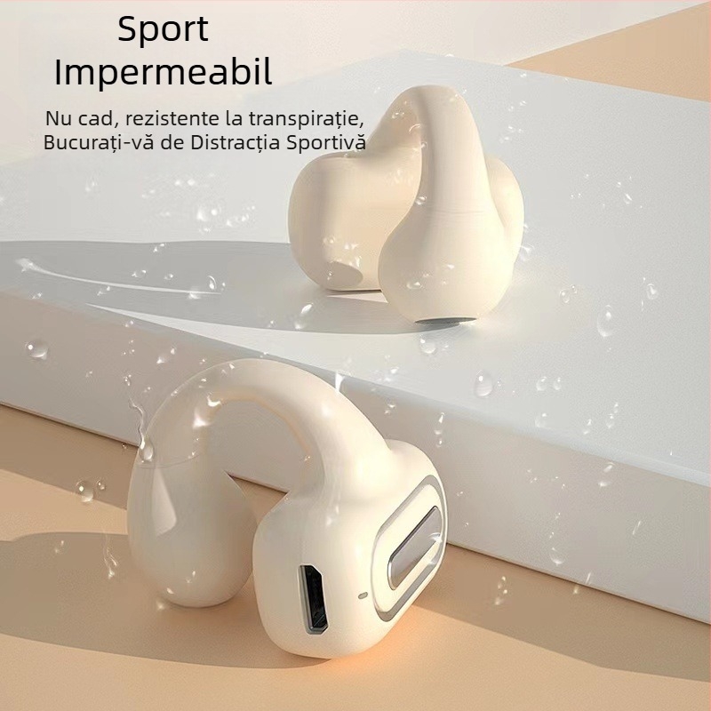 Air7 Cască Bluetooth cu clips pentru urechi, baterie mare, mono, fără fir, pentru gaming, cu conducție osoasă