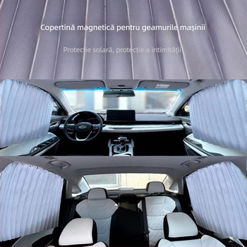 Cortină auto de tip glisant cu protecție magnetică laterală, material nețesut, montaj cu lamele, protecție UV