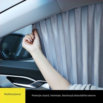 Cortină auto de tip glisant cu protecție magnetică laterală, material nețesut, montaj cu lamele, protecție UV