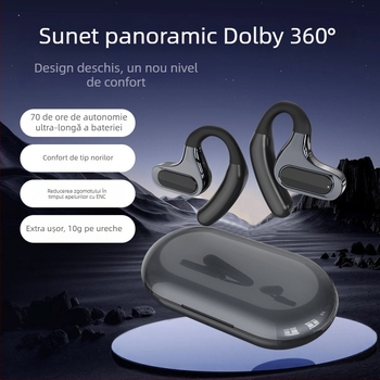 Căști cu conducție osoasă, design deschis pentru urechi, Bluetooth 5.4, rază 10 m, IPX7 rezistent la apă, autonomie peste 8 ore